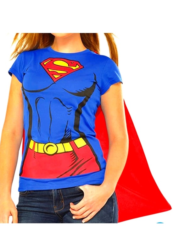 Rubie's Tops - Supergirl - Supergirl Women's T-Shirt, Removable Cape Rubies XL 16-18